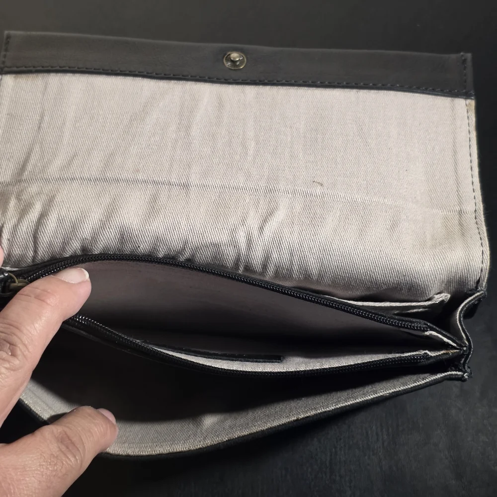 DAY & MOOD Black Leather Clutch Wristlet Wallet Anthropologie
